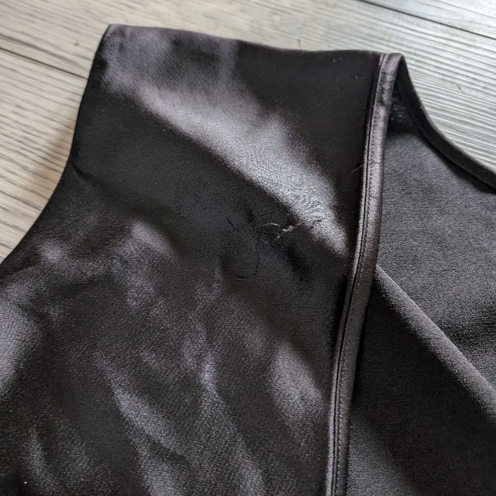 Anthropologie BHLDN Louisa Satin Charmeuse Black Front Tie Midi Dress Size 4 - Picture 6 of 12